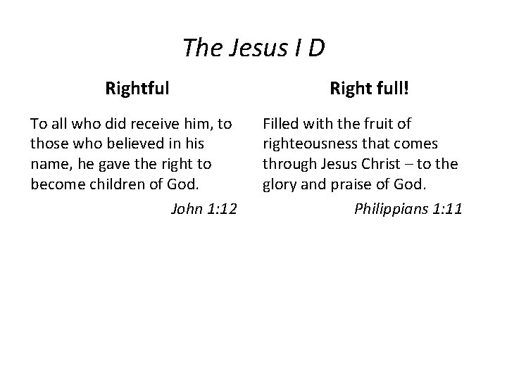 The Jesus I D Rightful To all who did receive him, to those who