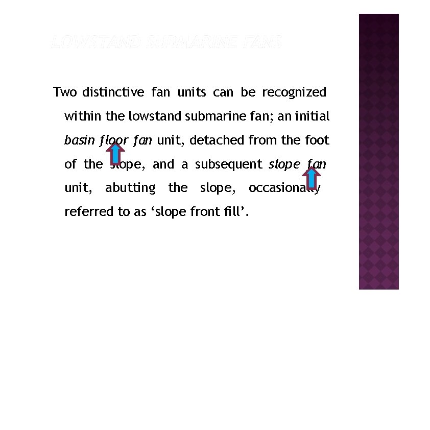 Two distinctive fan units can be recognized within the lowstand submarine fan; an initial
