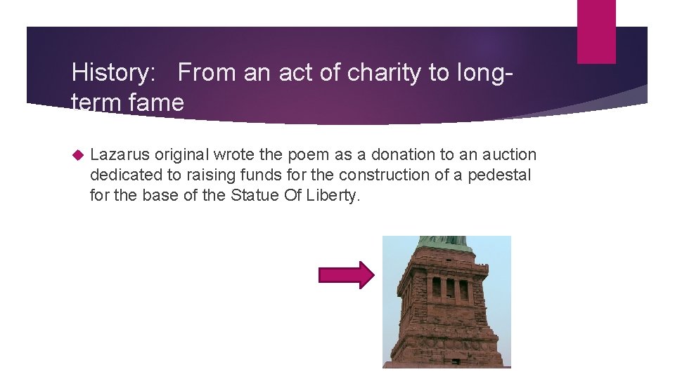 History: From an act of charity to longterm fame Lazarus original wrote the poem