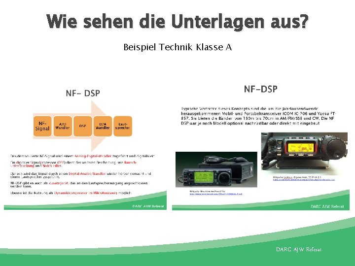 Wie sehen die Unterlagen aus? Beispiel Technik Klasse A DARC AJW Referat 