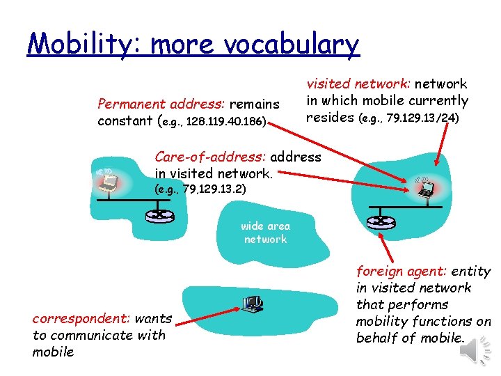 Mobility: more vocabulary Permanent address: remains constant (e. g. , 128. 119. 40. 186)