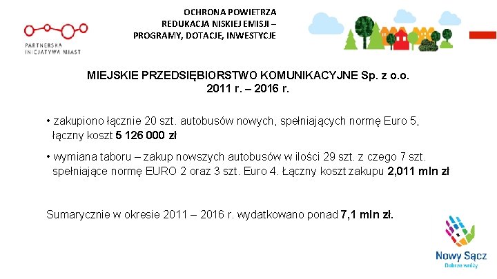 OCHRONA POWIETRZA REDUKACJA NISKIEJ EMISJI – PROGRAMY, DOTACJE, INWESTYCJE MIEJSKIE PRZEDSIĘBIORSTWO KOMUNIKACYJNE Sp. z