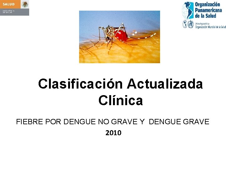 Clasificación Actualizada Clínica FIEBRE POR DENGUE NO GRAVE Y DENGUE GRAVE 2010 