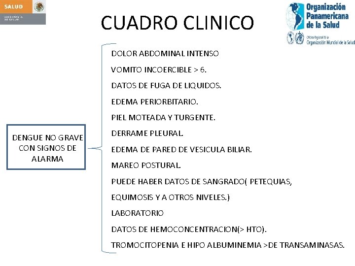 CUADRO CLINICO DOLOR ABDOMINAL INTENSO VOMITO INCOERCIBLE > 6. DATOS DE FUGA DE LIQUIDOS.