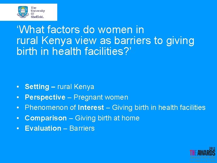 ‘What factors do women in rural Kenya view as barriers to giving birth in