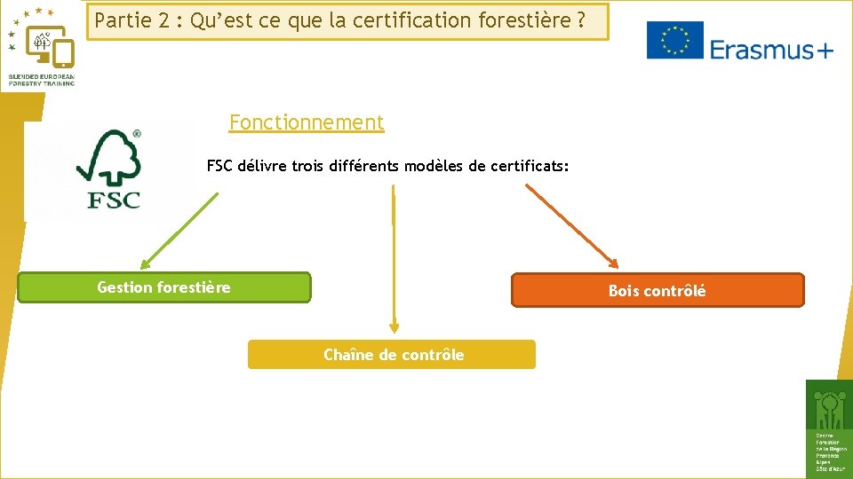 Partie 2 : Qu’est ce que la certification forestière ? Fonctionnement FSC délivre trois