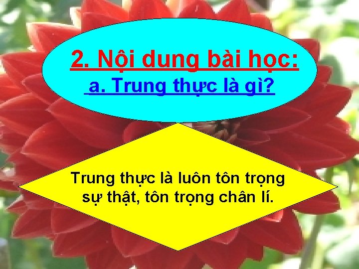 2. Nội dung bài học: a. Trung thực là gì? Trung thực là luôn