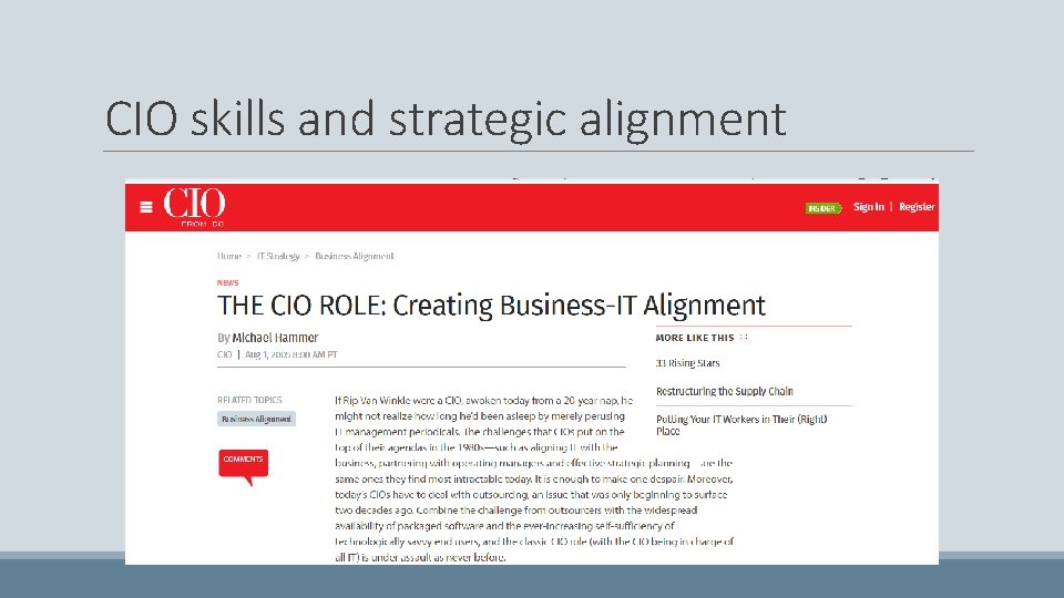 CIO skills and strategic alignment 