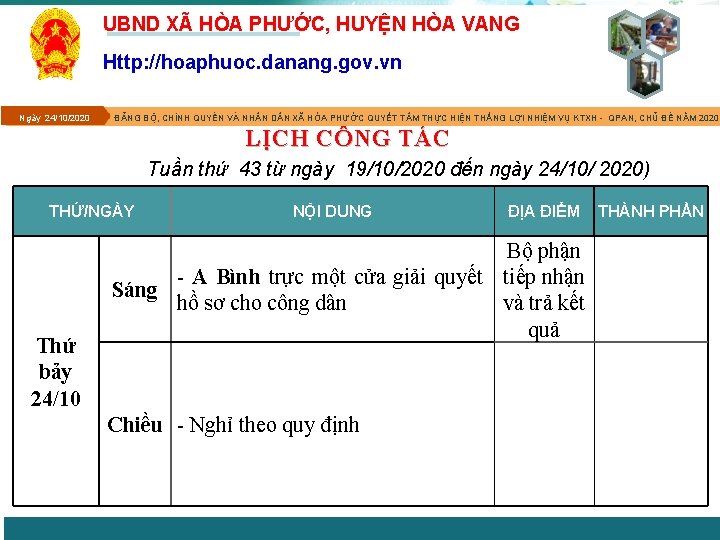 UBND XÃ HÒA PHƯỚC, HUYỆN HÒA VANG Http: //hoaphuoc. danang. gov. vn Ngày 24/10/2020