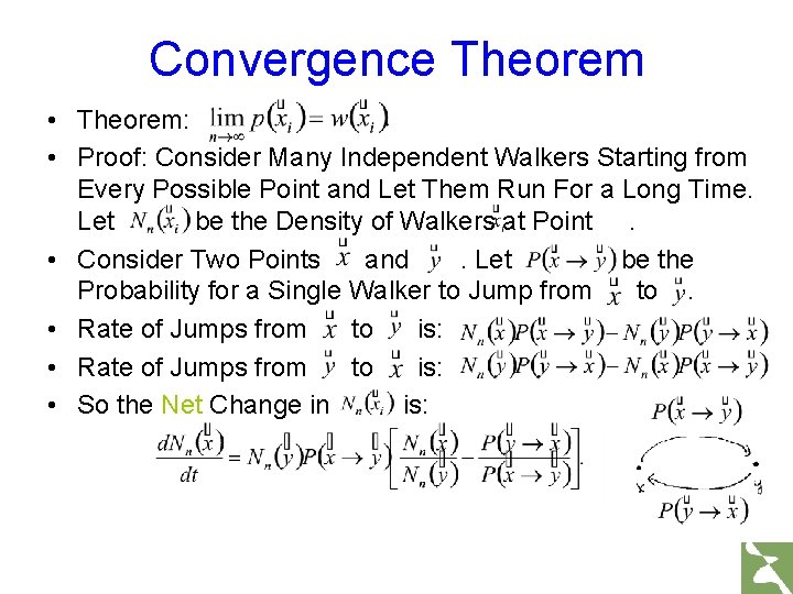 Convergence Theorem • Theorem: • Proof: Consider Many Independent Walkers Starting from Every Possible