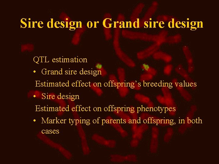Sire design or Grand sire design QTL estimation • Grand sire design Estimated effect