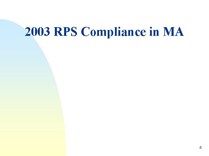 2003 RPS Compliance in MA 4 