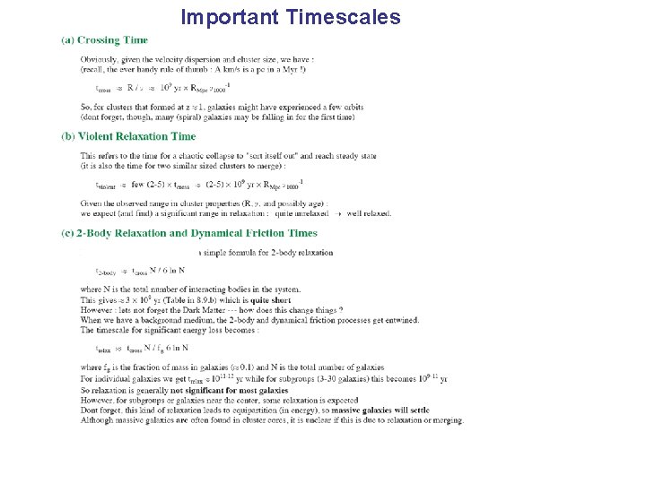 Important Timescales 