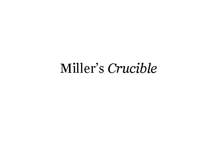 Miller’s Crucible 
