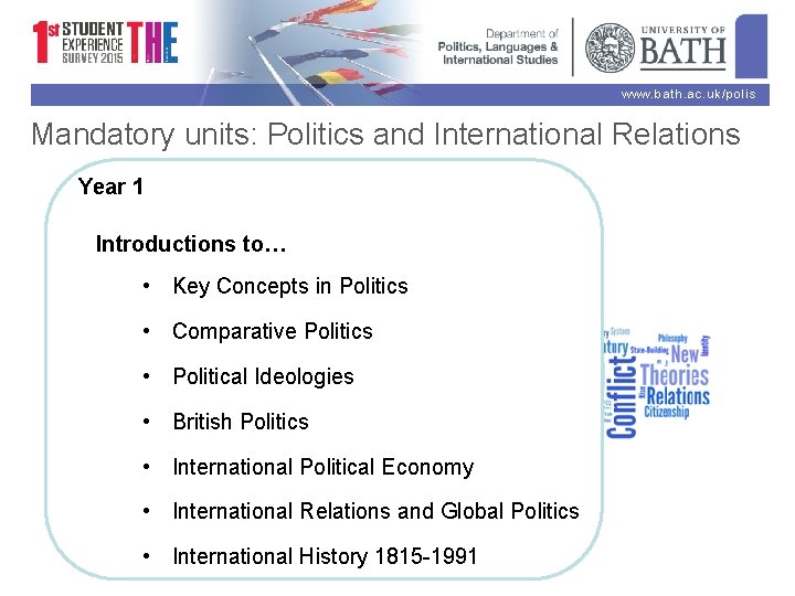 www. bath. ac. uk/polis Mandatory units: Politics and International Relations Year 1 Introductions to…