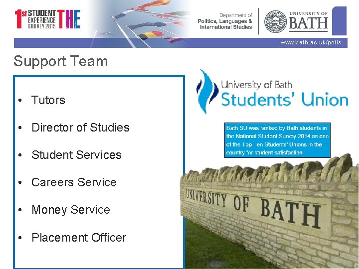 www. bath. ac. uk/polis Support Team • Tutors • Director of Studies • Student