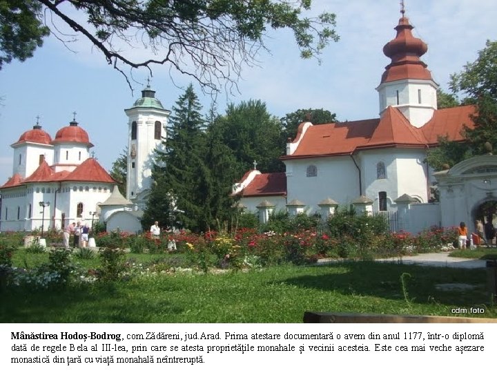 Mânăstirea Hodoș-Bodrog, com. Zădăreni, jud. Arad. Prima atestare documentară o avem din anul 1177,