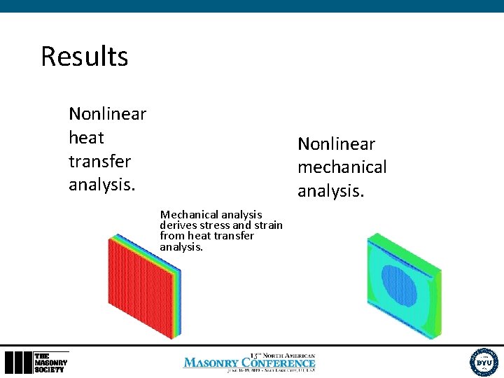 Results Nonlinear heat transfer analysis. Nonlinear mechanical analysis. Mechanical analysis derives stress and strain