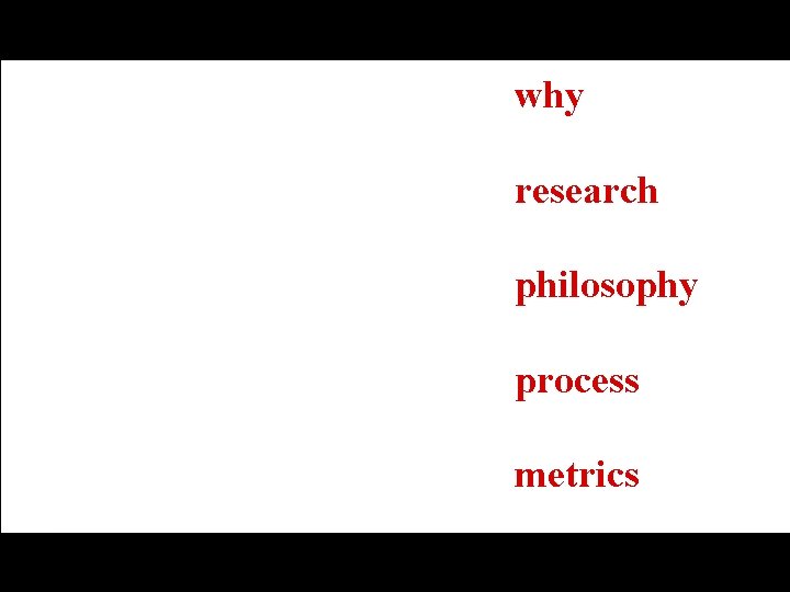 why research philosophy process metrics 