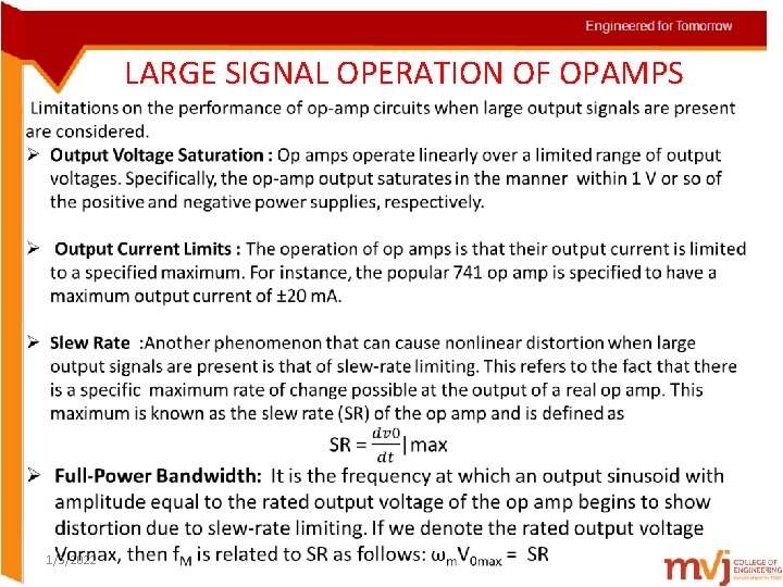 LARGE SIGNAL OPERATION OF OPAMPS 1/5/2022 