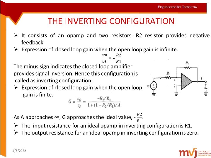 THE INVERTING CONFIGURATION 1/5/2022 