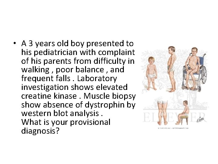  • A 3 years old boy presented to his pediatrician with complaint of