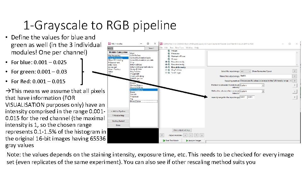 1 -Grayscale to RGB pipeline • Define the values for blue and green as