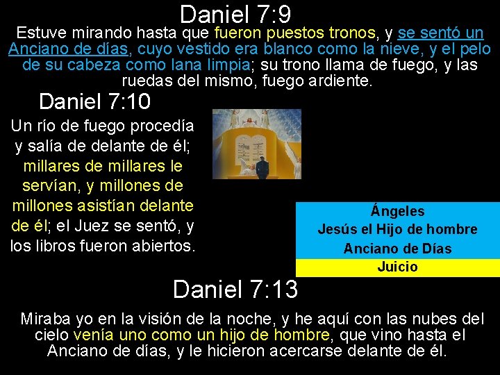 Daniel 7: 9 Estuve mirando hasta que fueron puestos tronos, y se sentó un