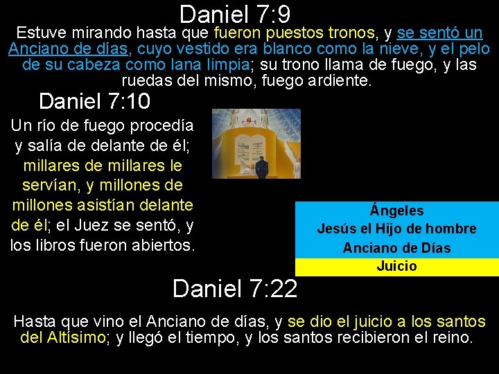 Daniel 7: 9 Estuve mirando hasta que fueron puestos tronos, y se sentó un