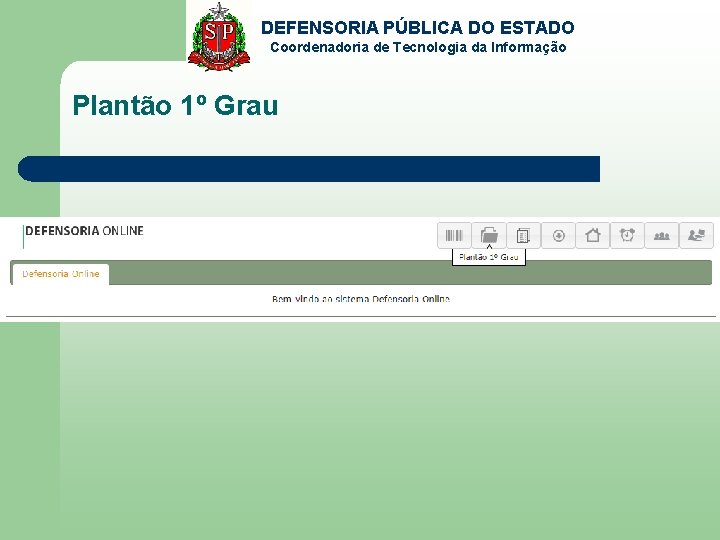 DEFENSORIA PÚBLICA DO ESTADO Coordenadoria de Tecnologia da Informação Plantão 1º Grau 