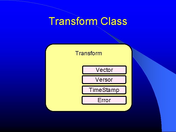 Transform Class Transform Vector Versor Time. Stamp Error 