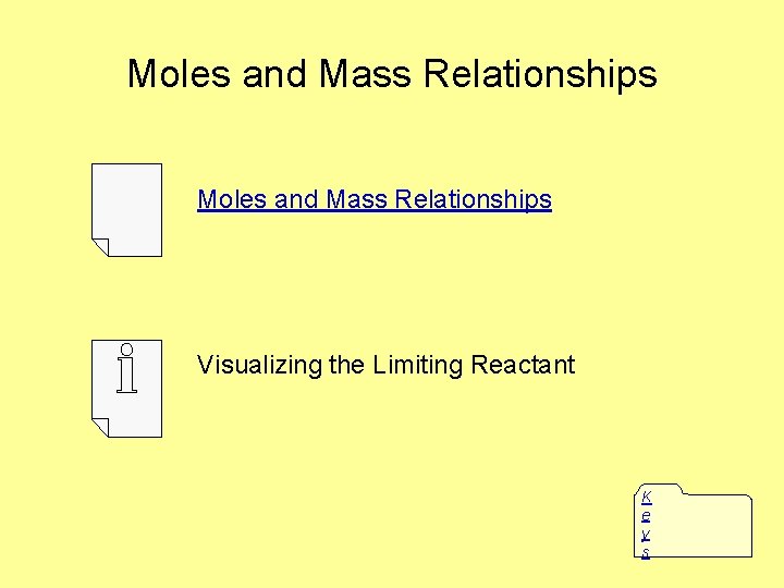 Moles and Mass Relationships Visualizing the Limiting Reactant K e y s 