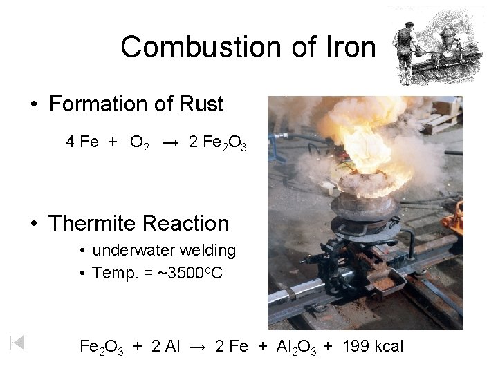 Combustion of Iron • Formation of Rust 4 Fe + O 2 → 2