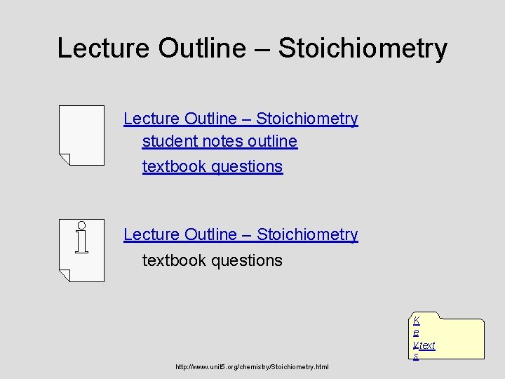 Lecture Outline – Stoichiometry student notes outline textbook questions Lecture Outline – Stoichiometry textbook