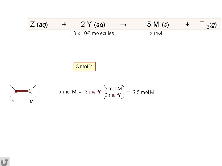 Z (aq) + 2 Y (aq) → 1. 8 x 1024 molecules 5 M