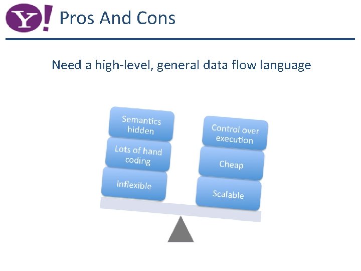 Pros And Cons Need a high-level, general data flow language 