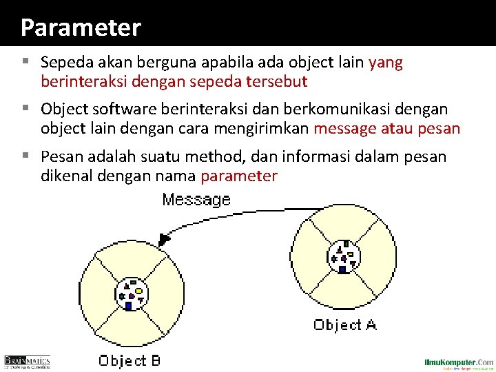 Parameter § Sepeda akan berguna apabila ada object lain yang berinteraksi dengan sepeda tersebut