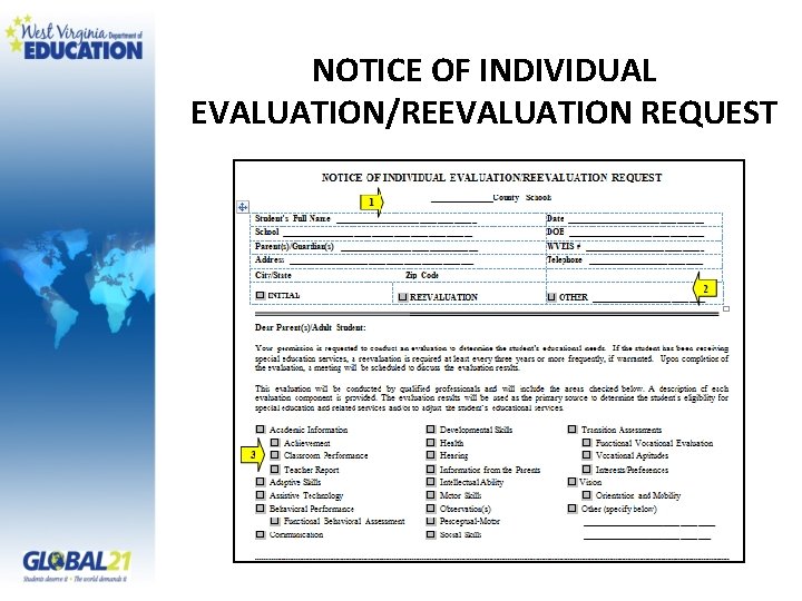 NOTICE OF INDIVIDUAL EVALUATION/REEVALUATION REQUEST 