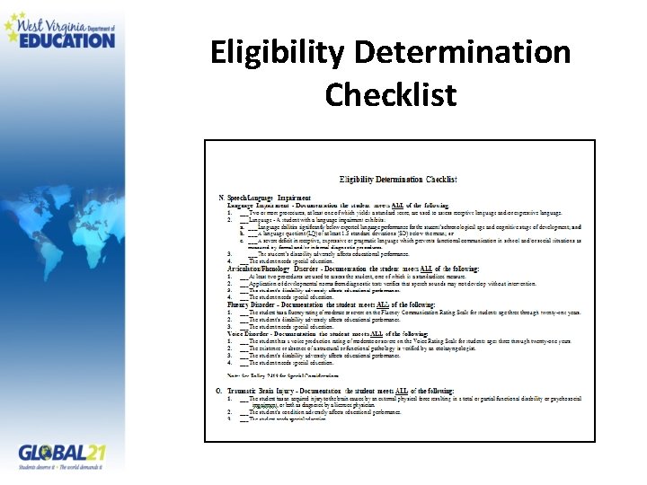Eligibility Determination Checklist 