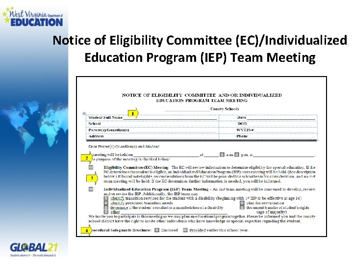 Notice of Eligibility Committee (EC)/Individualized Education Program (IEP) Team Meeting 