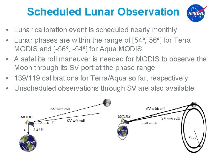 Scheduled Lunar Observation • Lunar calibration event is scheduled nearly monthly • Lunar phases