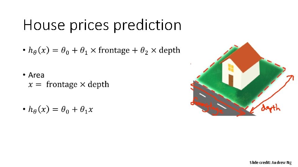 House prices prediction • Slide credit: Andrew Ng 