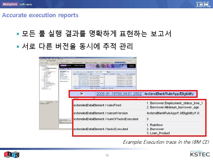 software Accurate execution reports § 모든 룰 실행 결과를 명확하게 표현하는 보고서 § 서로