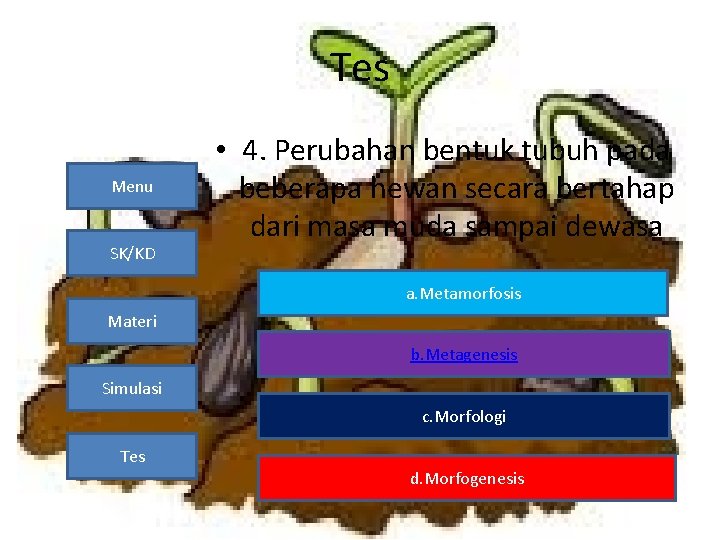 Tes Menu SK/KD • 4. Perubahan bentuk tubuh pada beberapa hewan secara bertahap dari