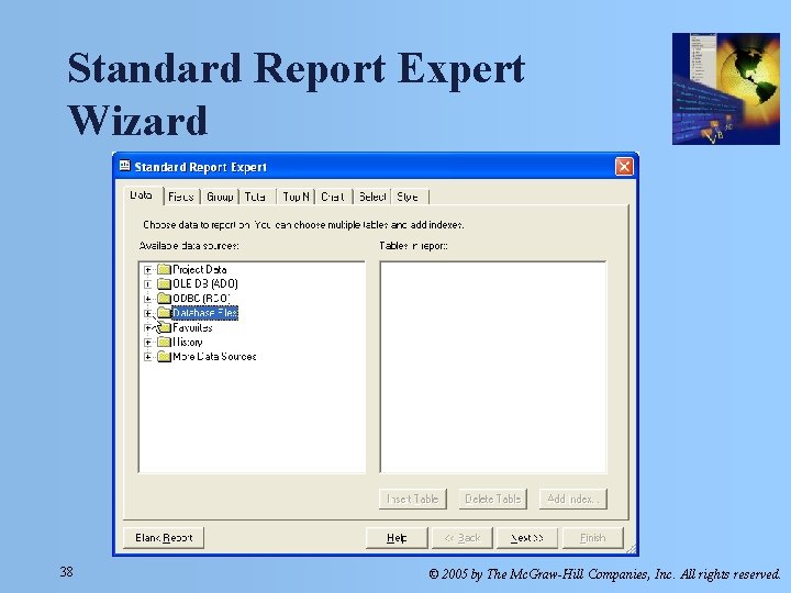 Standard Report Expert Wizard 38 © 2005 by The Mc. Graw-Hill Companies, Inc. All Standard Report Expert Wizard 38 © 2005 by The Mc. Graw-Hill Companies, Inc. All
