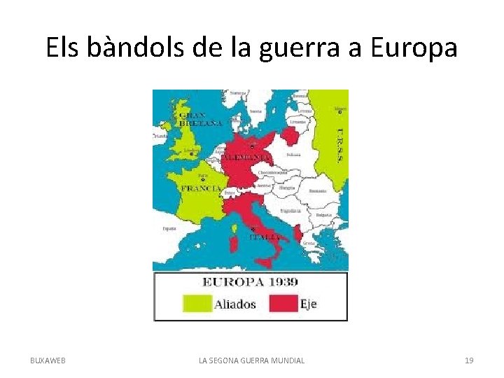 Els bàndols de la guerra a Europa BUXAWEB LA SEGONA GUERRA MUNDIAL 19 