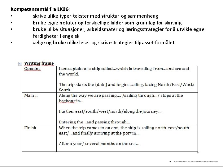 Kompetansemål fra LK 06: • skrive ulike typer tekster med struktur og sammenheng •