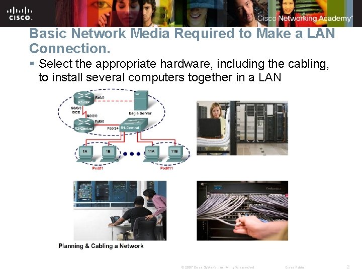 Basic Network Media Required to Make a LAN Connection. § Select the appropriate hardware,