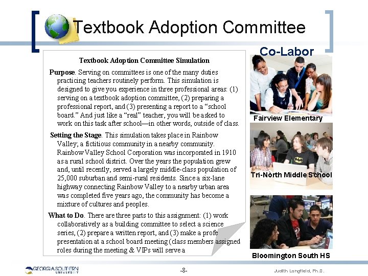 Textbook Adoption Committee Simulation Purpose. Serving on committees is one of the many duties