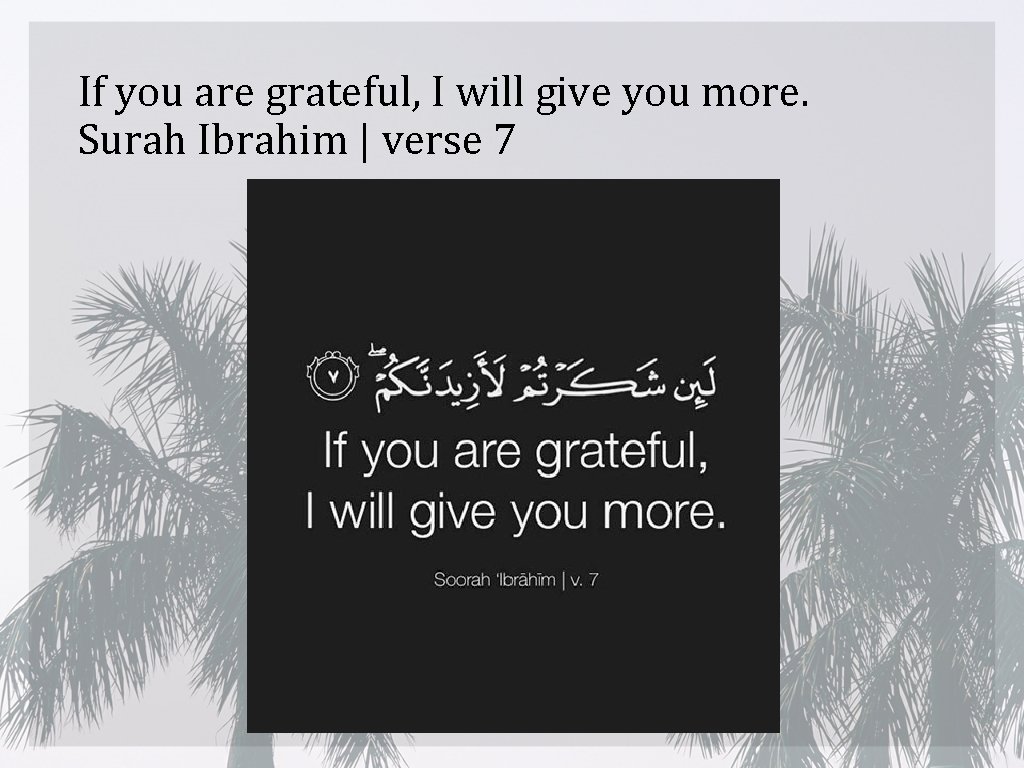 If you are grateful, I will give you more. Surah Ibrahim | verse 7
